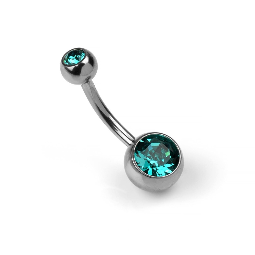 ⭐️Elegant Silver Belly Ring with Blue Gemstones⭐️
